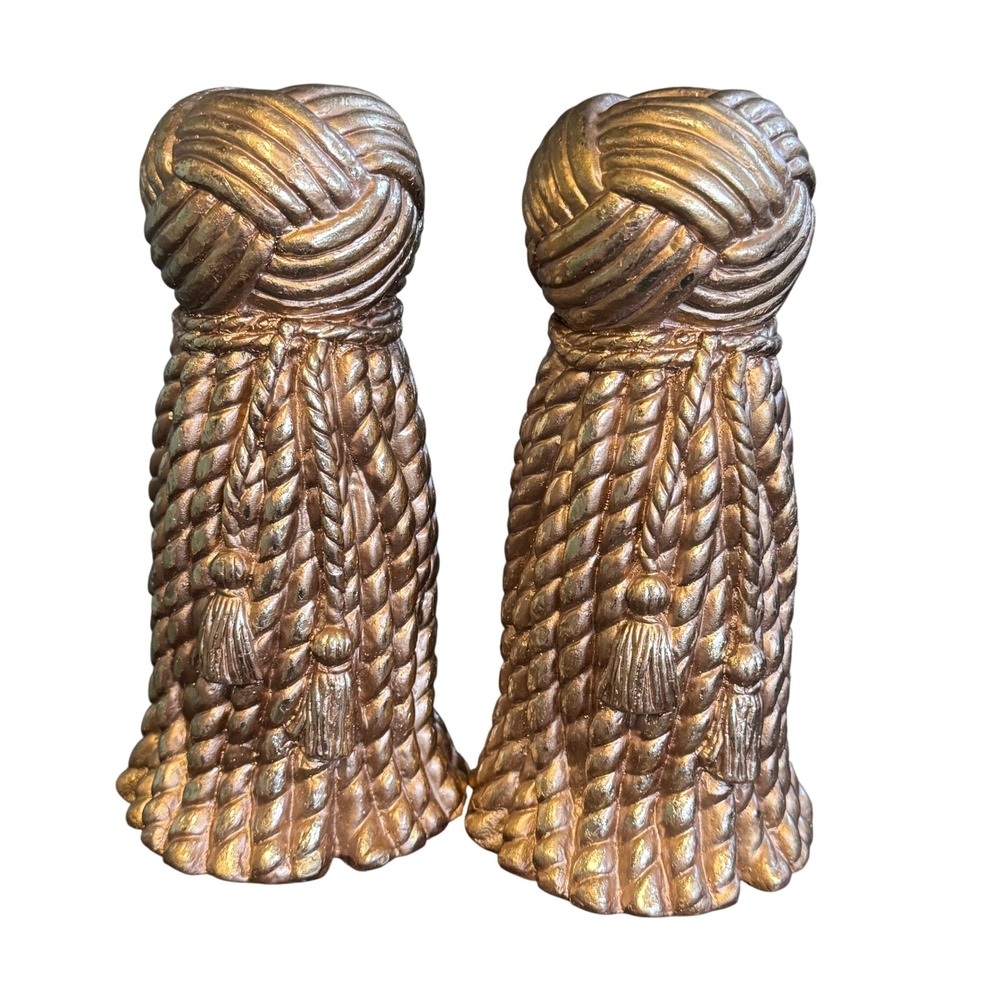 Pair of 1970s Hollywood Regency Dorothy Draper Style Rope Tassel Candle Holders
